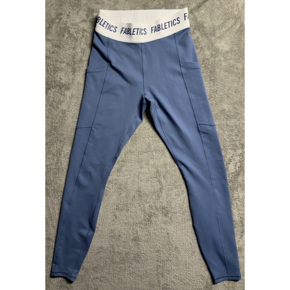 Fabletics On The Go Powerhold Hight-waisted Leggings Mesh Pocket Blue SZ XS